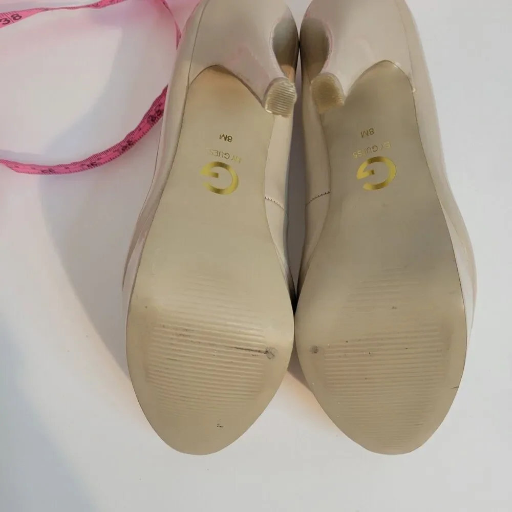 Guess Nude Patent Platform Pumps‎ Heels Women’s Size 8M Stiletto Shoes
